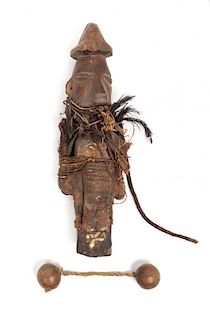 A Teke Power Figure and Shell Rattle, DEMOCRATIC REPUBLIC OF THE CONGO,