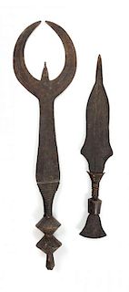 A Mbole Metal Knife, with a Ceremonial Knife, DEMOCRATIC REPUBLIC OF THE CONGO,