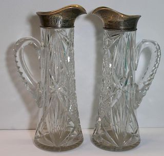 STERLING. Pair of Gorham Silver Mounted Cut