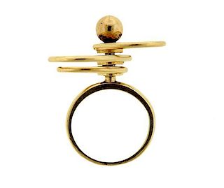 N. Teufel Modernist 14k Gold Kinetic Unusual Ring