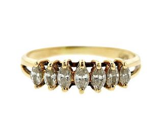 14k Gold Marquis Diamond 7 Stone Ring