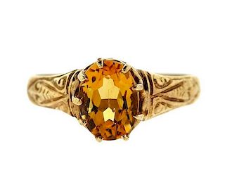 Antique 14k Gold Yellow Stone Ring