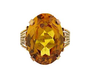14k Gold Orange Stone Ring