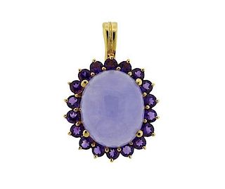 14k Gold Lavender Purple Gemstone Pendant