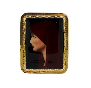 18K Miniature Portrait Brooch