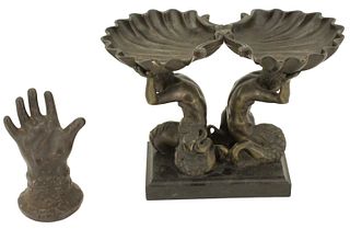 2 Decorative Cast Iron and Bronze Figures