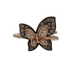 14K Gold Diamond Butterfly Motif Ring