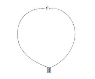 Charriol 18k Gold Blue Gemstone Diamond Pendant Necklace