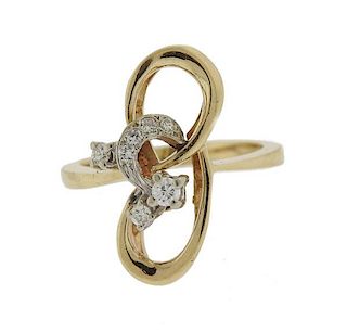 14K Gold Diamond Ribbon Ring