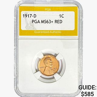 1917-D Wheat Cent PGA MS63+ RED