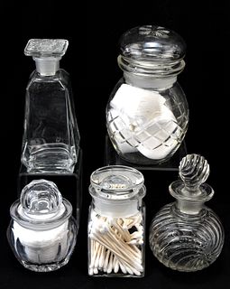 ANTIQUE CRYSTAL & CUT GLASS APOTHECARY JARS