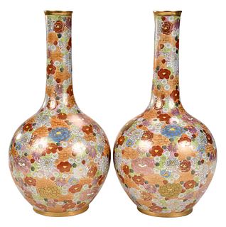 Pair of Large Japanese Kutani Vases