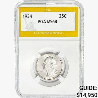 1934 Washington Silver Quarter PGA MS68 