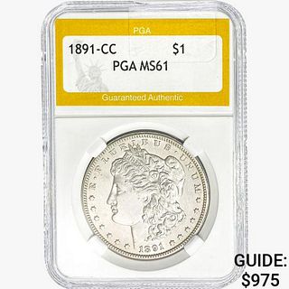 1891-CC Morgan Silver Dollar PGA MS61 