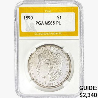1890 Morgan Silver Dollar PGA MS65 PL