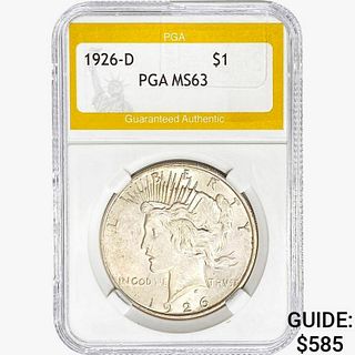 1926-D Silver Peace Dollar PGA MS63 