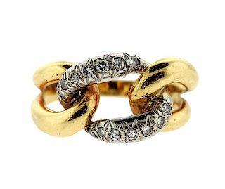 14k Gold Diamond Interlocked Ring