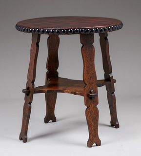 Grand Rapids Leather-Top Lamp Table c1910