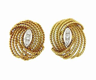 18k Gold Diamond Rope Earrings