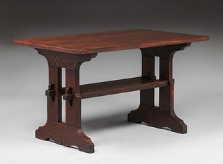 Early Gustav Stickley Trestle Table c1902