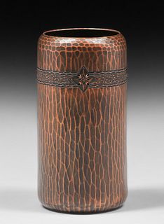 Roycroft Hammered Copper Cylinder Vase c1920s