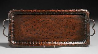 Erhard Glander Hammered Copper Two-Handled Tray c1930s
