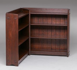 Rare Gustav Stickley Custom Made Corner Bookshelf c1904
