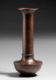 Roycroft 19"h Hammered Copper American Beauty Vase c1915