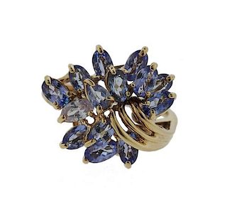 10K Gold Sapphire Cluster Ring