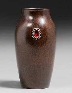 Heintz #429 Sterling on Bronze Rare Jeweled Vase c1915