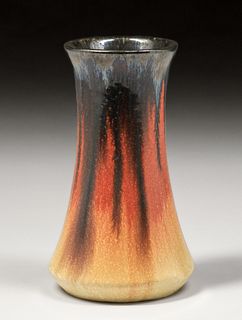 Fulper Pottery Corseted Mahogany Flambe Vase c1910s