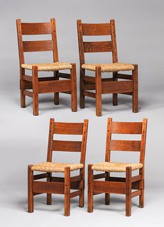 Early Gustav Stickley Set of 4 "Thornden" Side Chairs c1901