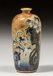 Amphora Jeweled Portrait Vase c1900s