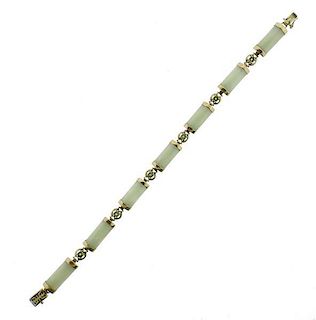 10K Gold Jade Link Bracelet