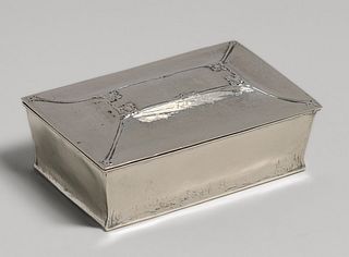 Arts & Crafts Period Hand-Hammered Sterling Silver Glasgow-Rose Box c1905