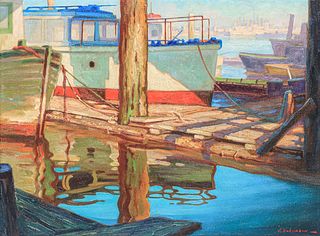 Vladimir Pavlovich Shkurkin (1900-1990) Docks "City by the Bay" Vallejo c1940