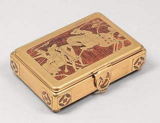 Erhard & Sohne – German Arts & Crafts Mahogany & Brass Jewelry Box c1905