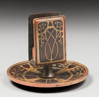 Erhard & Sohne – German Arts & Crafts Mahogany & Brass Matchbox Holder & Ashtray c1905