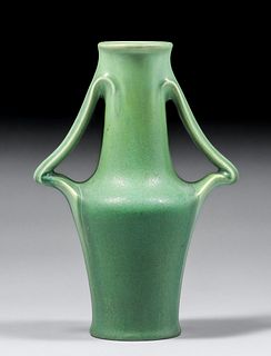 Clifton Pottery #163 Matte Green Two-Handled Vase 1906