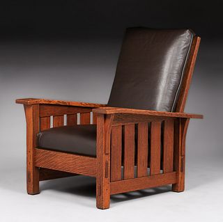 Gustav Stickley #369 Slatted Bentarm Morris Chair c1912-1915