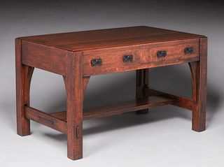 Limbert Two-Drawer Library Table c1910