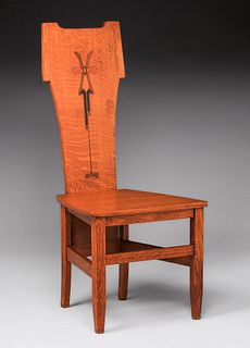 Stickley Brothers Inlaid Hall Chair c1902