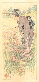 Helen Hyde (1868-1919) Color Woodcut "A Day in June" 1910
