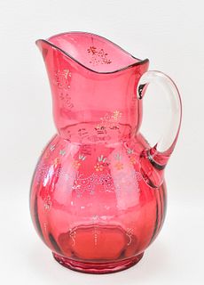 VICTORIAN CRANBERRY GLASS PITCHER