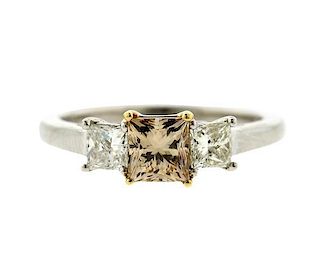 Platinum 18k Gold 1.17ct Fancy Princess Diamond Engagement Ring