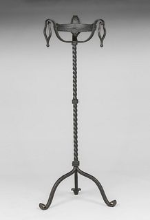 Arts & Crafts Spanish Revival Hand-Wrought Iron Standing Planter c1920s