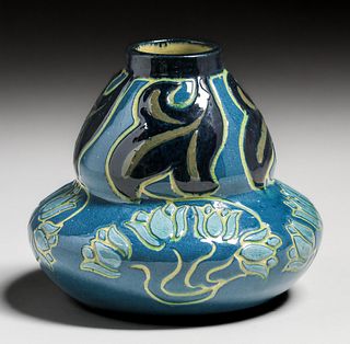 Avon Faience Co – Tiltonsville, OH Carved Vase c1902