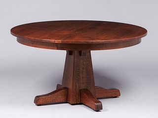Limbert 54"d Pedestal Dining Table c1910