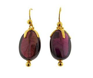 Gurhan 24K Gold Purple Gemstone Earrings