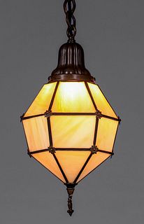 Arts & Crafts Period Leaded Glass Hanging Light c1910